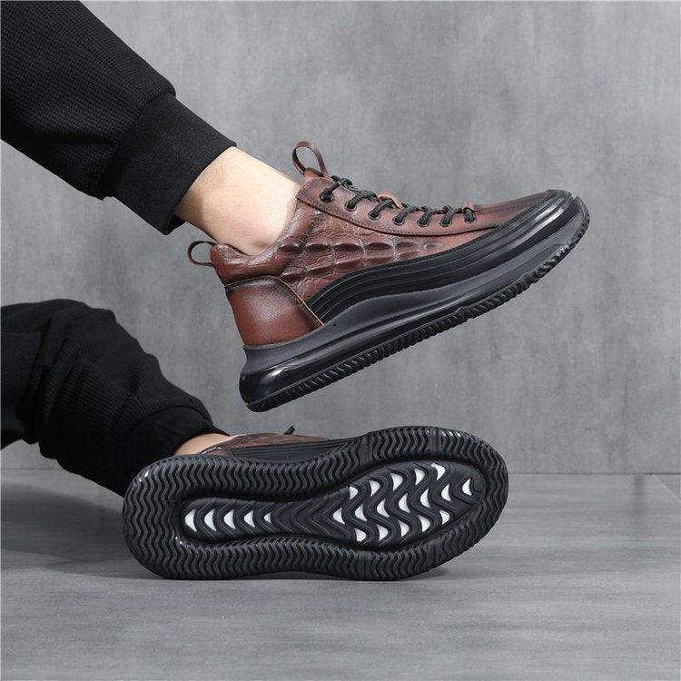 Chaussures décontractées à coussin d'air en cuir de vachette pour hommes